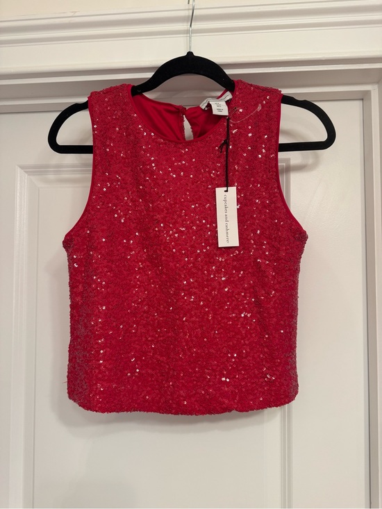 cupcakes & cashmere Tops - cupcakes & cashmere Red Sequin Tank Top